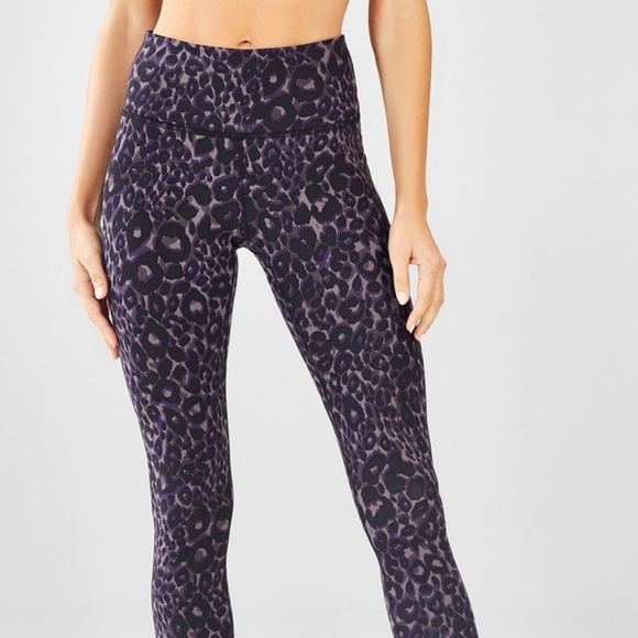 Fabletics Purple Leopard PowerHold Define High-Waisted Leggings S NWT